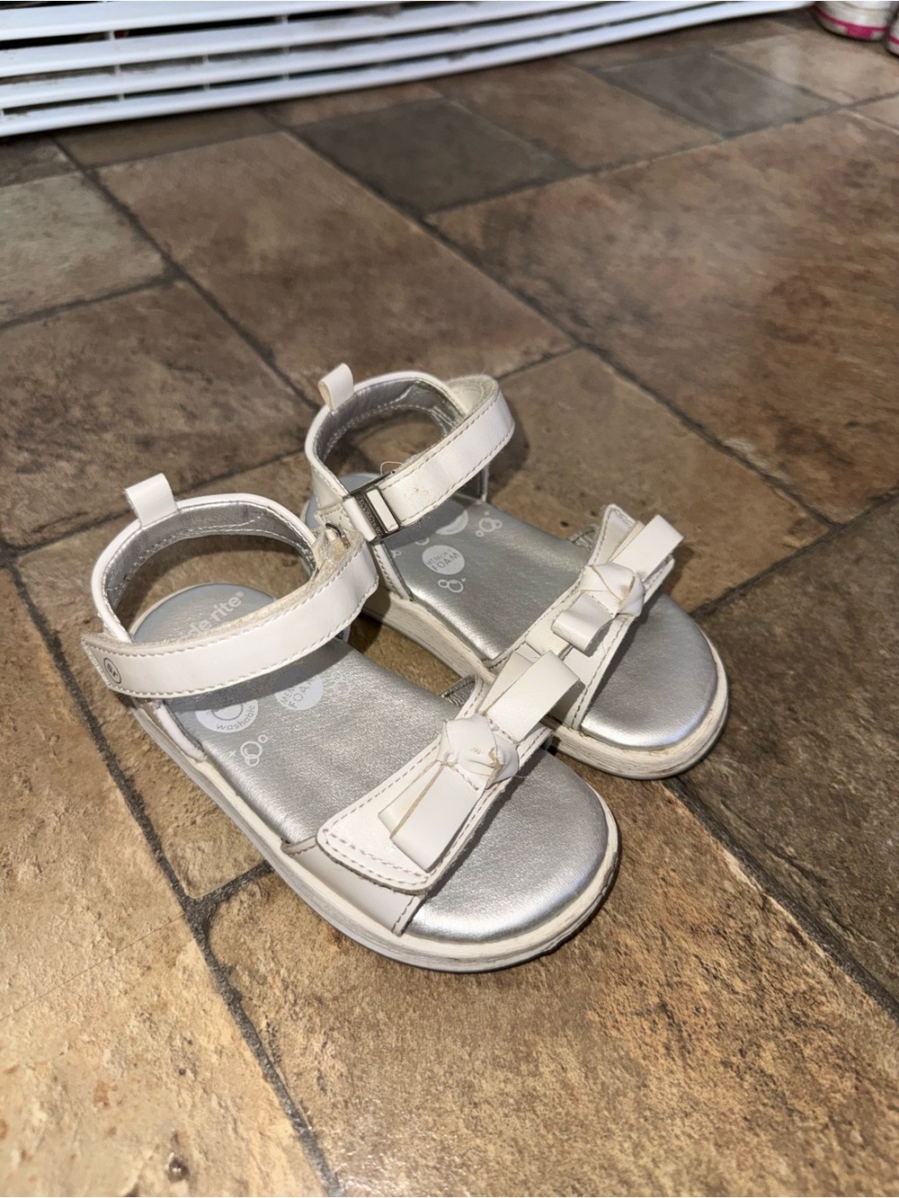 Stride Rite White Bow Strap Sandals